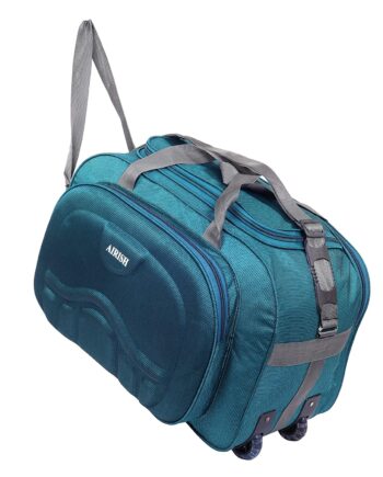 Fashion Polyester Lightweight 50 L Luggage Travel Duffel Bag with 2 Wheels (Green)