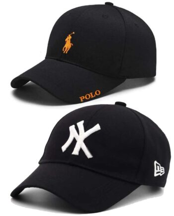 Combo Pack of 2 Cotton Baseball Black Caps