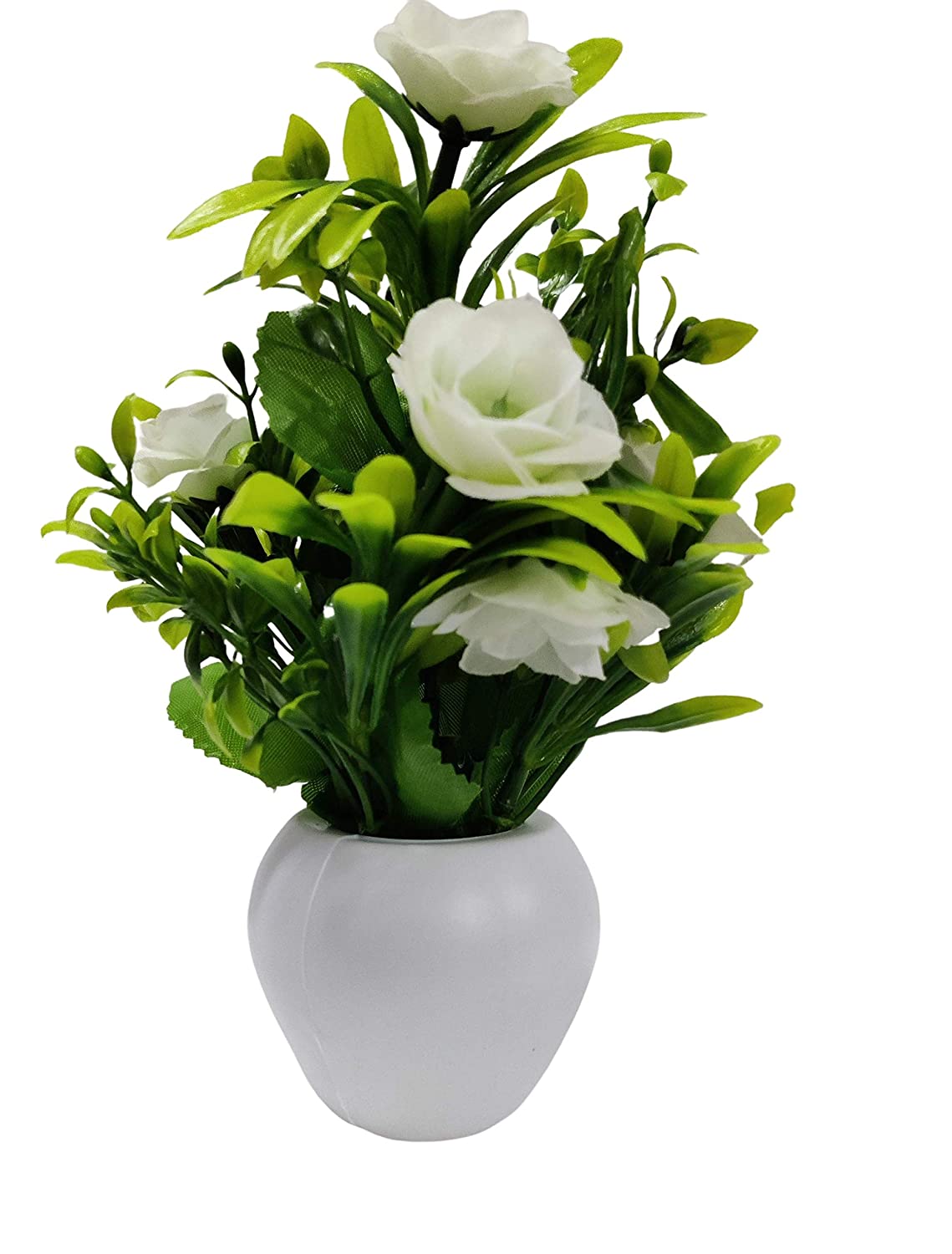 Artificial Flower Plants with Pots Plastic Faux Grass Fake Shrubs for Home Decor, Washroom and Office Decor- (White, Red/Pink) SELLERS STORE Artificial Flower Plants with Pots Plastic Faux Grass Fake Shrubs for Home Decor, Washroom and Office Decor- (White, Red/Pink)