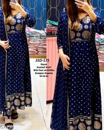 Koteshwar Women Anarkali Kurti & Pant Dupatta Set