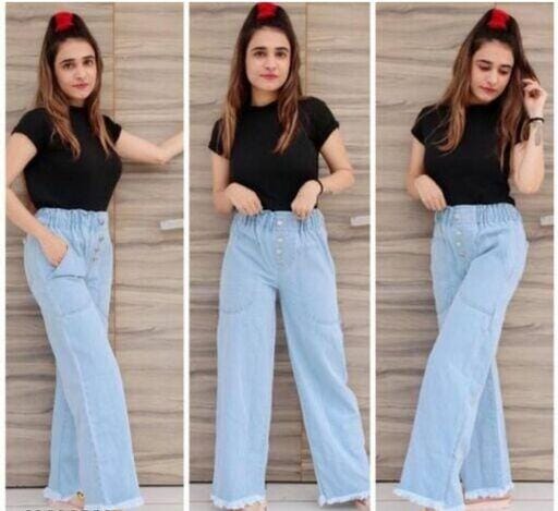 Lee Trendy Fancy Full Length Stretchable Regular Women Denim Plazzo For Girls SELLERS STORE Lee Trendy Fancy Full Length Stretchable Regular Women Denim Plazzo For Girls