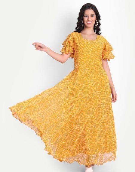 Stylish Georgette Printed Drop Waist Gown SELLERS STORE Stylish Georgette Printed Drop Waist Gown