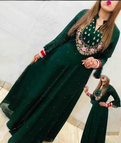 Women's Georgette Embroidered Gown SELLERS STORE Women's Georgette Embroidered Gown