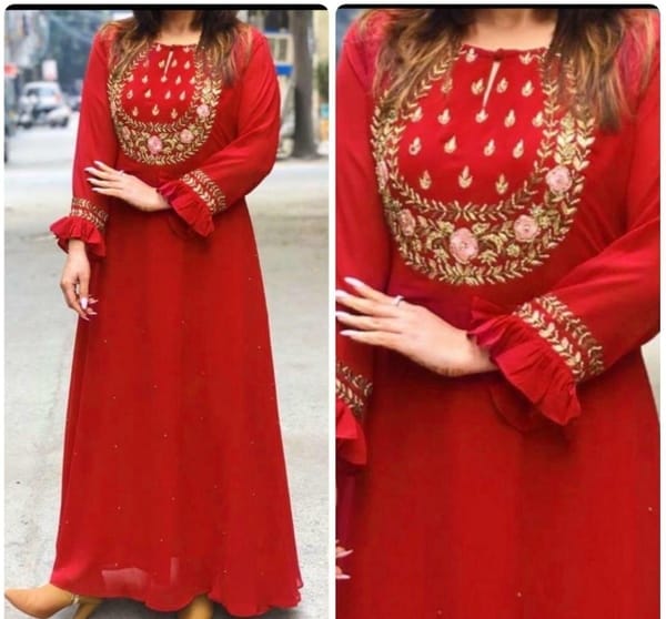 Women's Georgette Embroidered Gown SELLERS STORE Women's Georgette Embroidered Gown