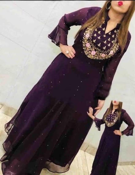 Women's Georgette Embroidered Gown SELLERS STORE Women's Georgette Embroidered Gown