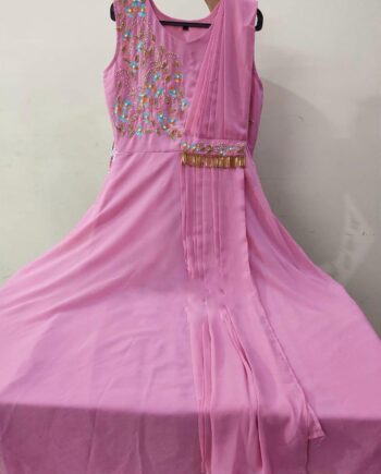 Girls Premium Gorgette Saree Style Gown
