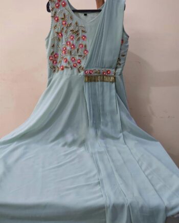 Ladies Premium Gorgette Saree Style Gown