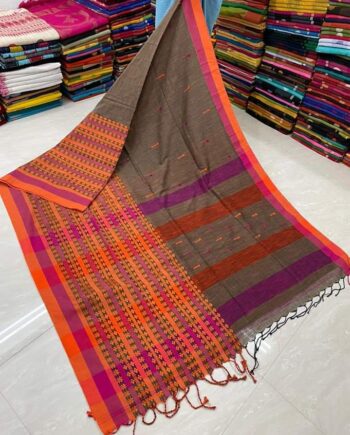 Womens Khadi Begampuri Moshal Jamdani Saree