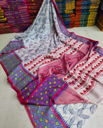 Womens Rajasthani Block Print Handloom Saree