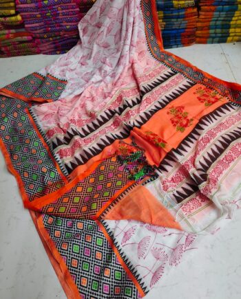 Womens Rajasthani Block Print Handloom Saree
