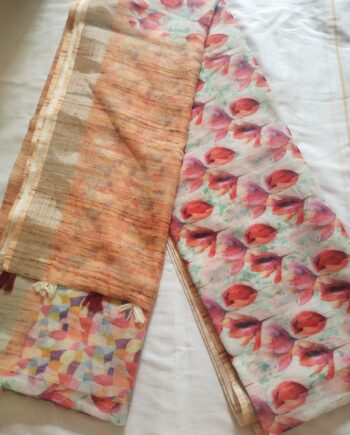 Beautiful Soft Linen Sarees With Digital Print