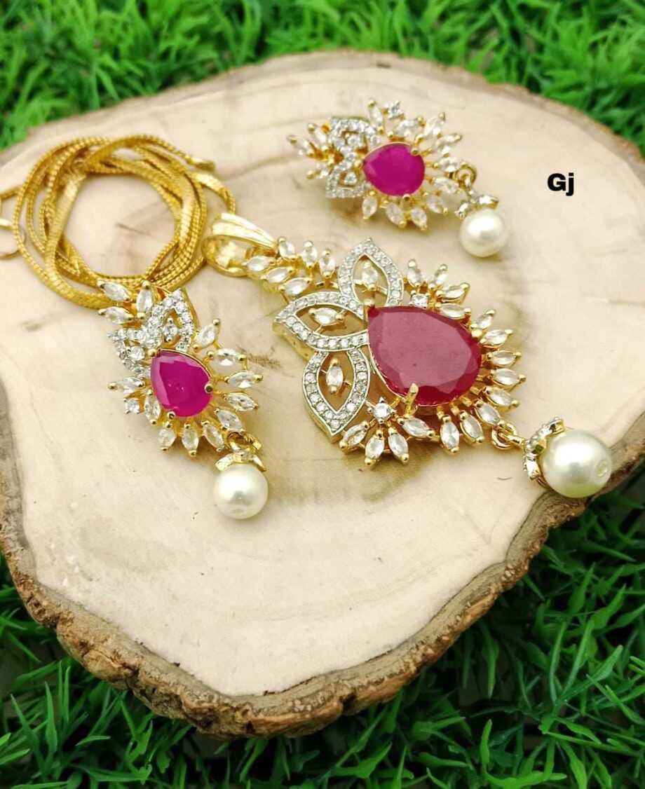 Cz Pendant Sets With Chain