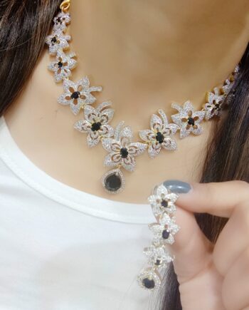 Real American Diamond Necklace Set with Earrings