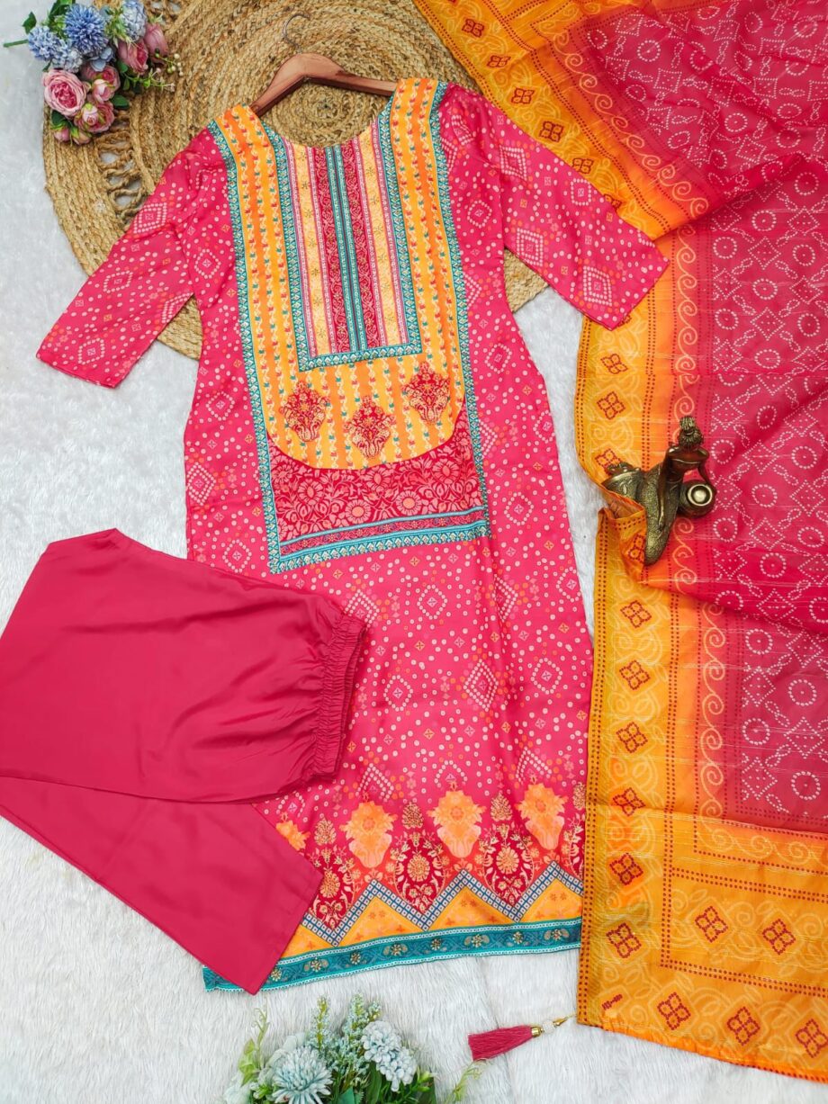 Mirror Work Gown With Chudidar Sleeves
