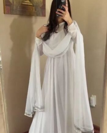 Georgette Gown With Fancy Neck Cut