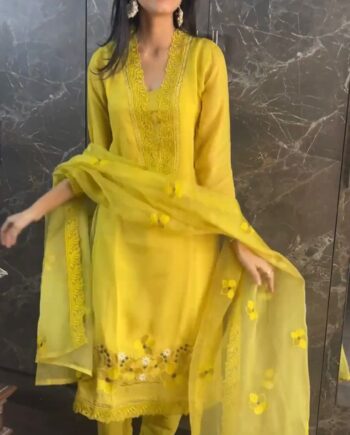 Premium Muslin Top, Pant & Dupatta Set