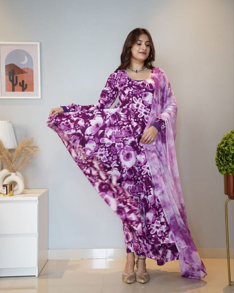 Purple Color Designer Anarkali Kurti , Plazzo & Dupatta Set