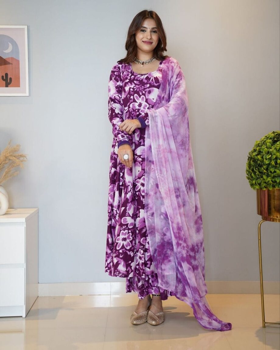 Purple Color Designer Anarkali Kurti , Plazzo & Dupatta Set
