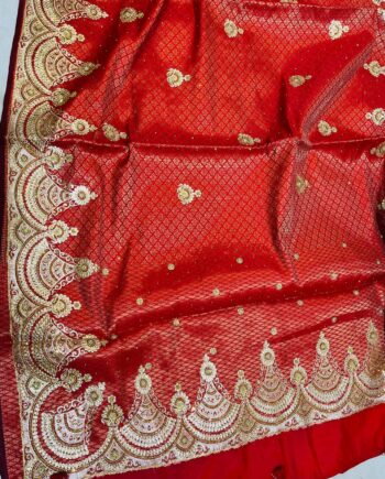 Embroidery Work Brocade Banarasi Satin Saree