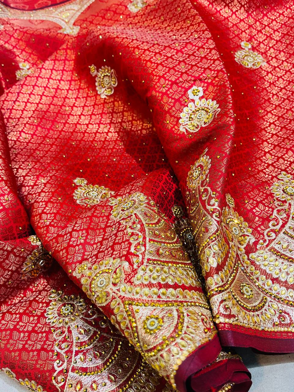 Embroidery Work Brocade Banarasi Satin Saree SELLERS STORE Embroidery Work Brocade Banarasi Satin Saree