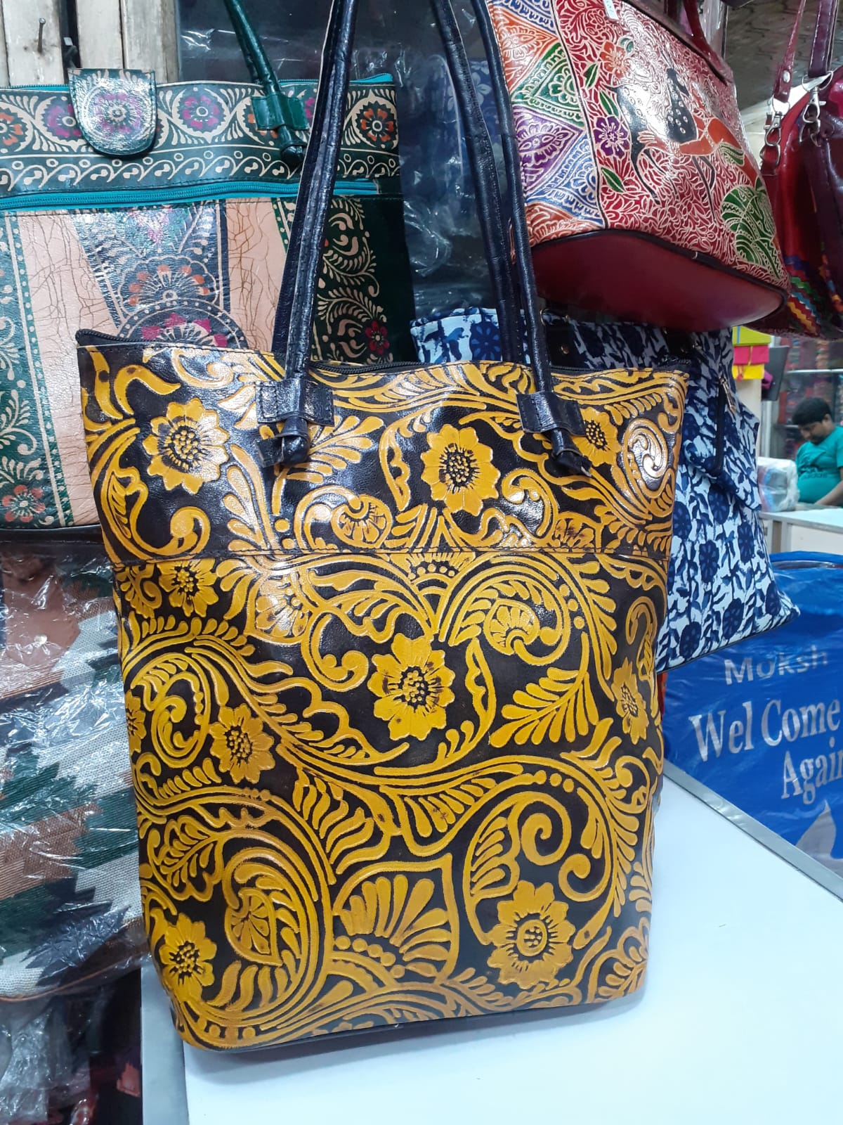 Hand Batik Printed Leather Handicrafts Bag SELLERS STORE Hand Batik Printed Leather Handicrafts Bag