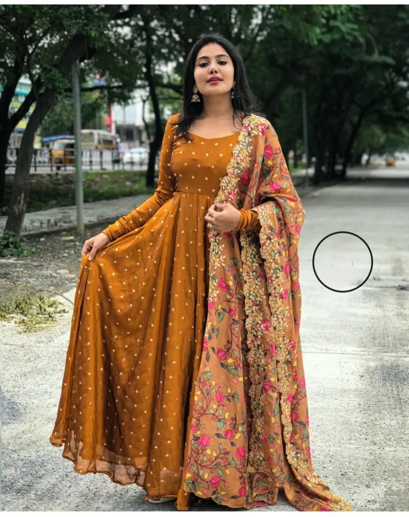 Georgette Maxi Dress With Digital Embroidery Dupatta SELLERS STORE Georgette Maxi Dress With Digital Embroidery Dupatta