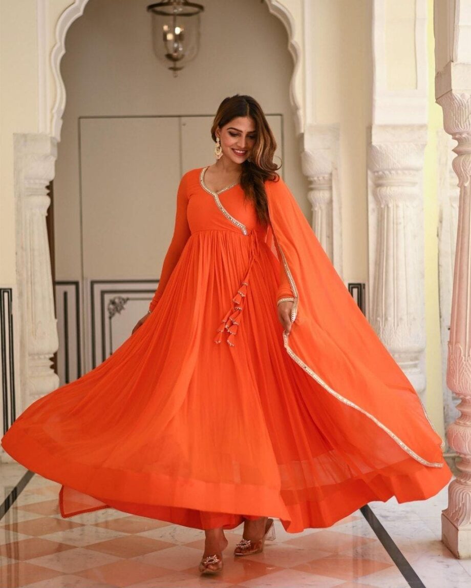 Georgette Gown With Fancy Real Mirror Work