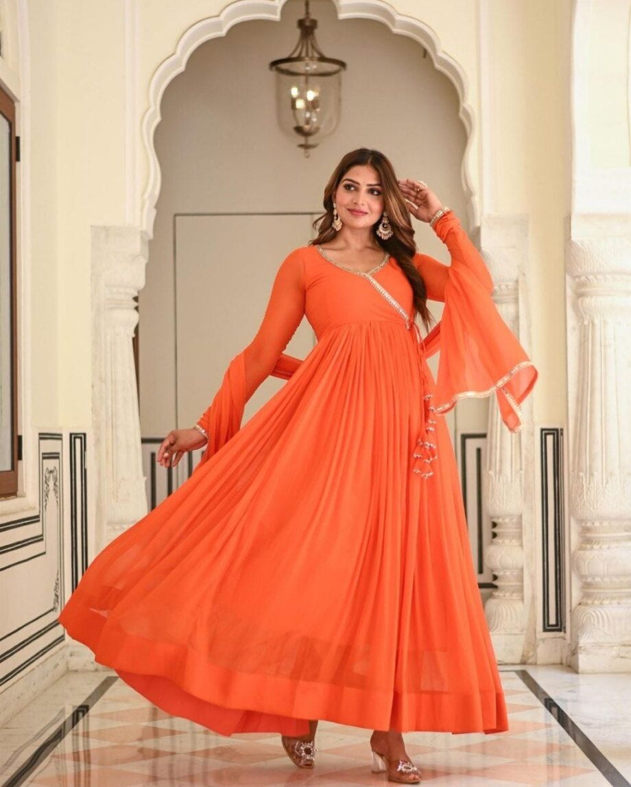 Georgette Gown With Fancy Real Mirror Work