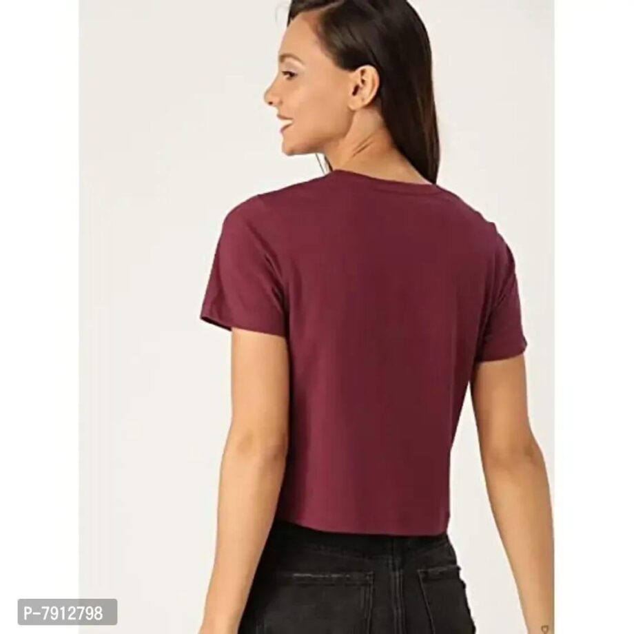 Women's Regular Fit Cotton Half Sleeve Round Neck Crop Tees/T Shirts and Tops Fabric: Cotton   Type: t-shirts   Style: crop   Design Type: crop   Sleeve Style: half sleeve   Neck Style: collarless