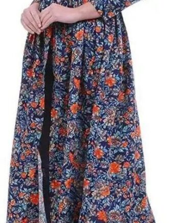 Stylish Crepe Ankle Length Floral Printed Dress For Women