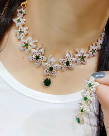 Real American Diamond Necklace Set with Earrings