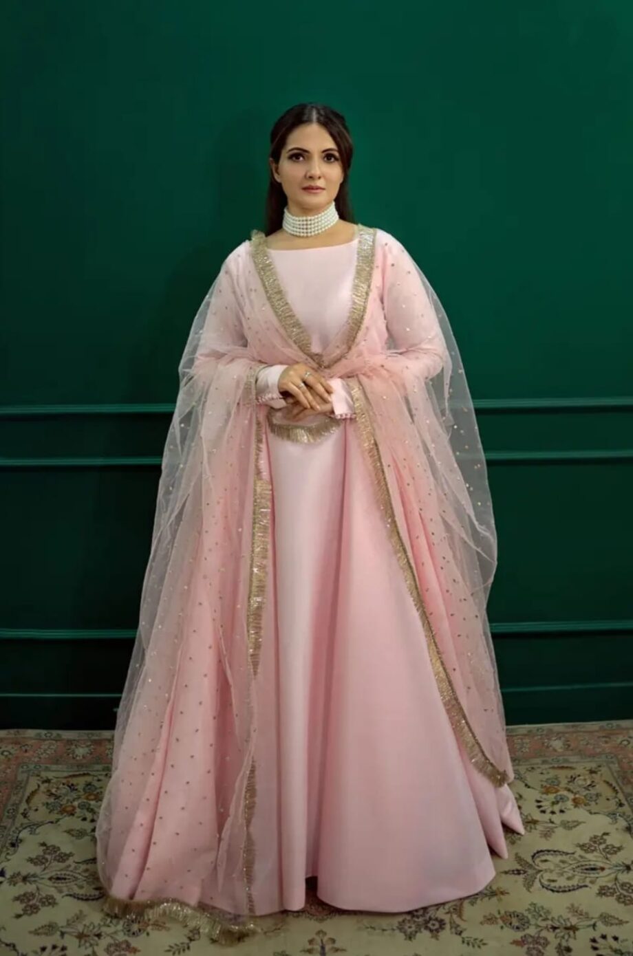 Heavy Silk Suit With Fancy Neck Pattern and Full Chudidar Sleeves