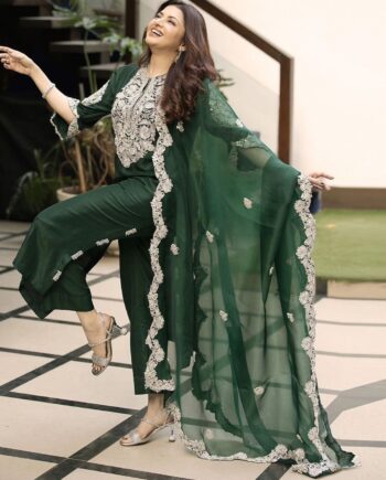Muslin Top, Dupatta & Bottom Set