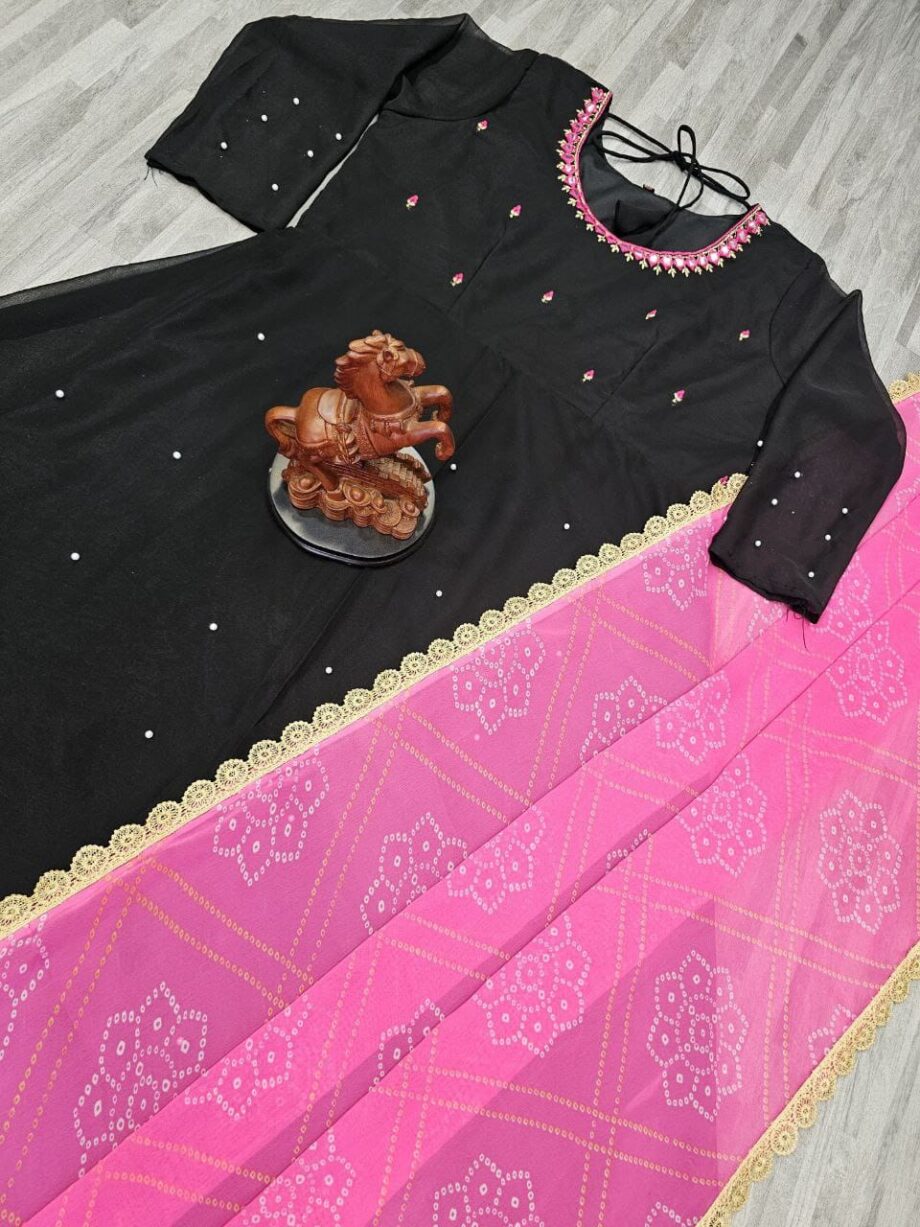 Georgette Maxi Dress With Dupatta