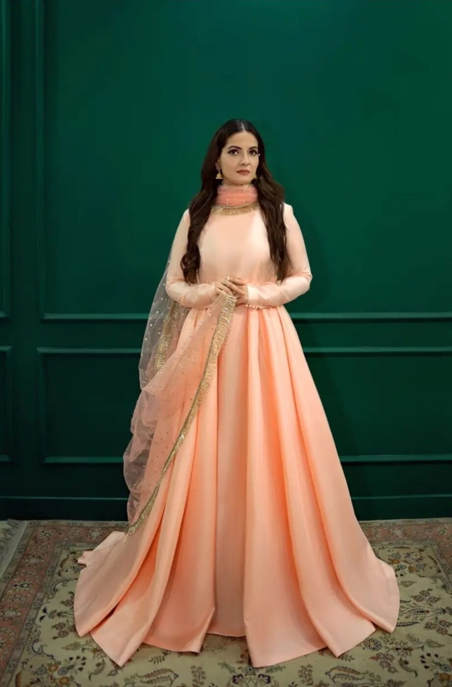 Heavy Silk Suit With Fancy Neck Pattern and Full Chudidar Sleeves