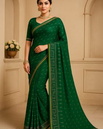 Green Soft Silk Saree for Women with Border
