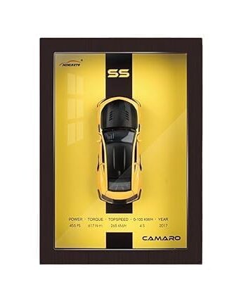 3D SS Car Model Wall Art in Wooden Frame Sports Cars Decor for Home, Office or Garage Interiors (CAMAROO, Multicolor, STANDARD) - The Lionless
