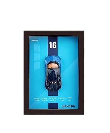 3D Bugatti Chiron Car Wall Art | SS Model in Wooden Frame | Sports Car Decor for Home, Office, Garage | Multicolor | The Lionless