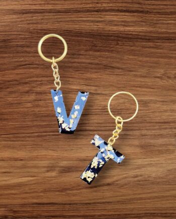 V,T Letter Resin Keychain