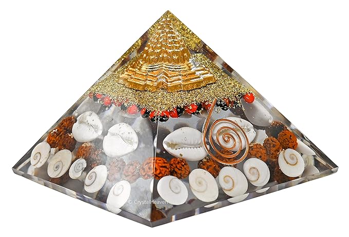 Golden Lakshmi Money Magnet Pyramid – Shree Yantra, Rudraksha, Gomti Chakra & White Kaudi for Wealth & Prosperity SELLERS STORE Golden Lakshmi Money Magnet Pyramid – Shree Yantra, Rudraksha, Gomti Chakra & White Kaudi for Wealth & Prosperity