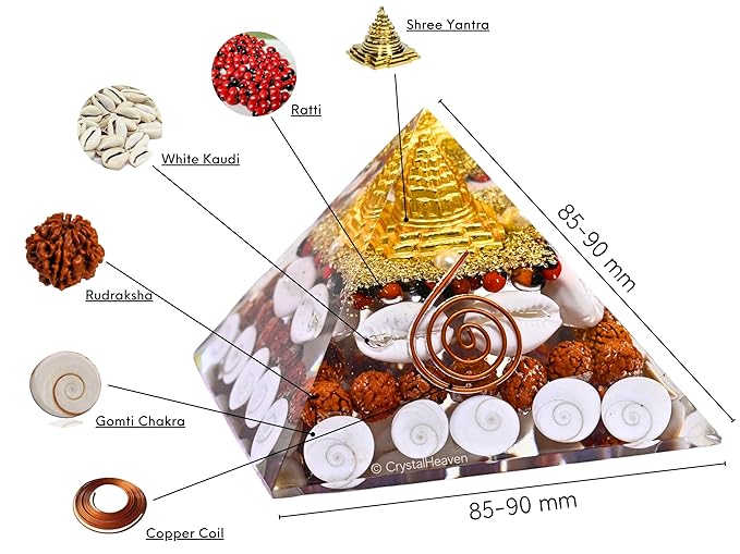 Golden Lakshmi Money Magnet Pyramid – Shree Yantra, Rudraksha, Gomti Chakra & White Kaudi for Wealth & Prosperity SELLERS STORE Golden Lakshmi Money Magnet Pyramid – Shree Yantra, Rudraksha, Gomti Chakra & White Kaudi for Wealth & Prosperity