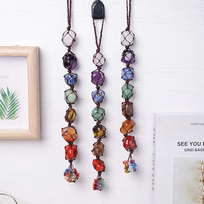 Seven Chakra Crystal Wall Hanging – Tumbled Gemstones for Energy, Healing & Home Décor SELLERS STORE Seven Chakra Crystal Wall Hanging – Tumbled Gemstones for Energy, Healing & Home Décor