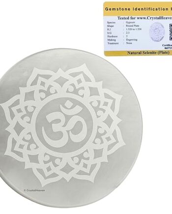 Om Selenite Plate – Crystal Healing Plate for Positive Energy, Meditation & Vastu
