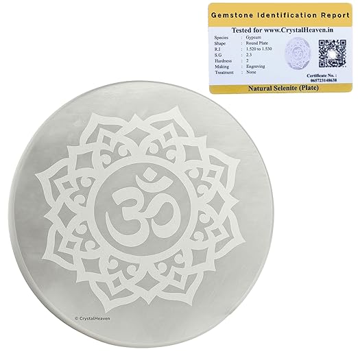 Om Selenite Plate – Crystal Healing Plate for Positive Energy, Meditation & Vastu SELLERS STORE Om Selenite Plate – Crystal Healing Plate for Positive Energy, Meditation & Vastu