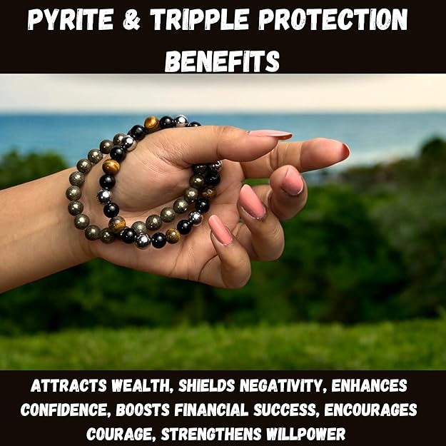 Tiger Eye & Pyrite Combo Bracelet – Wealth, Protection & Energy Healing Crystal Set SELLERS STORE Tiger Eye & Pyrite Combo Bracelet – Wealth, Protection & Energy Healing Crystal Set
