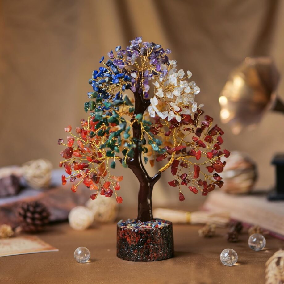 7 Chakra Crystal Tree – Gemstone Feng Shui Tree for Positive Energy, Wealth & Healing